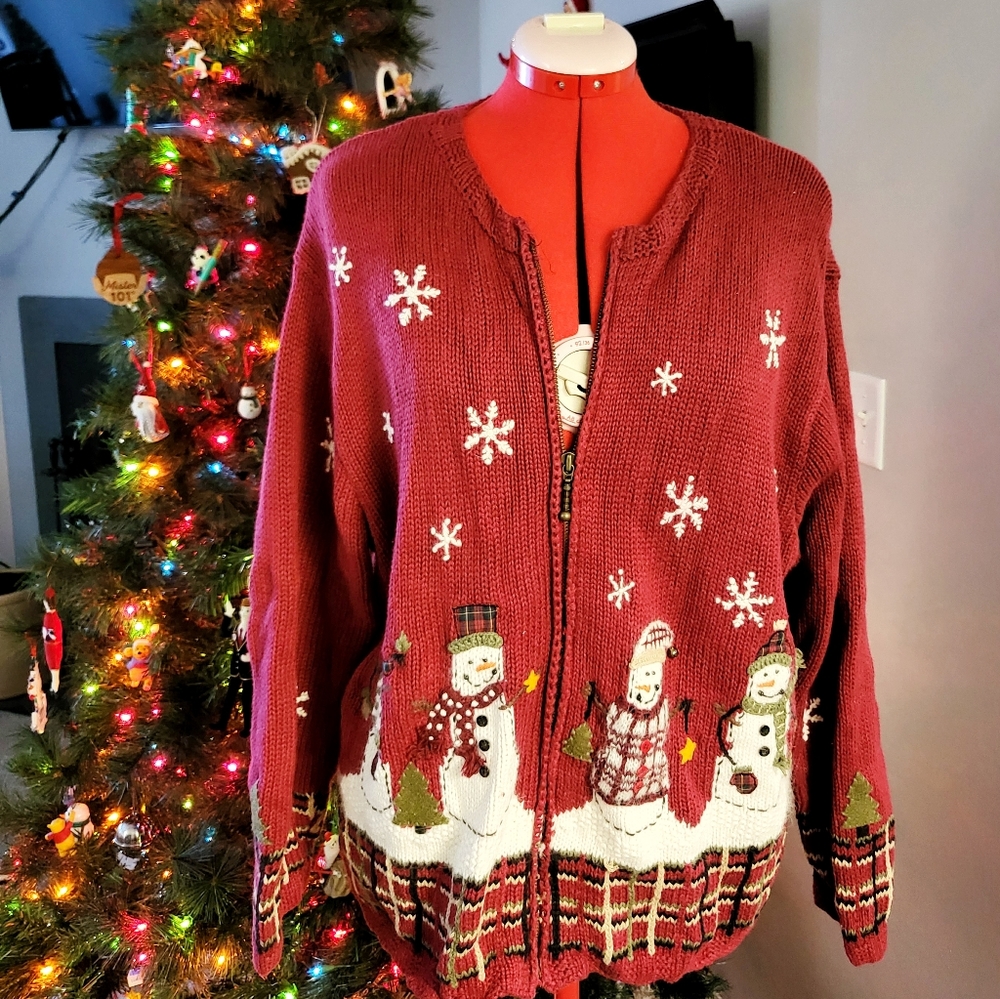 Cabin Creek Red Snowmen Christmas Sweater